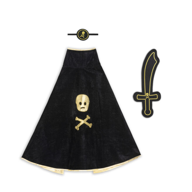 KIT PIRATE DE DEGUISEMENT POUR ENFANTS NOIR ET OR EN VELOURS RATATAM KIDS CM-PS011