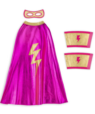 DEGUISEMENT POUR ENFANT KIT SUPER HERO ROSE SUPERGIRL AVEC MASQUE CAPE ET MANCHETTES S070 RATATAM KIDS