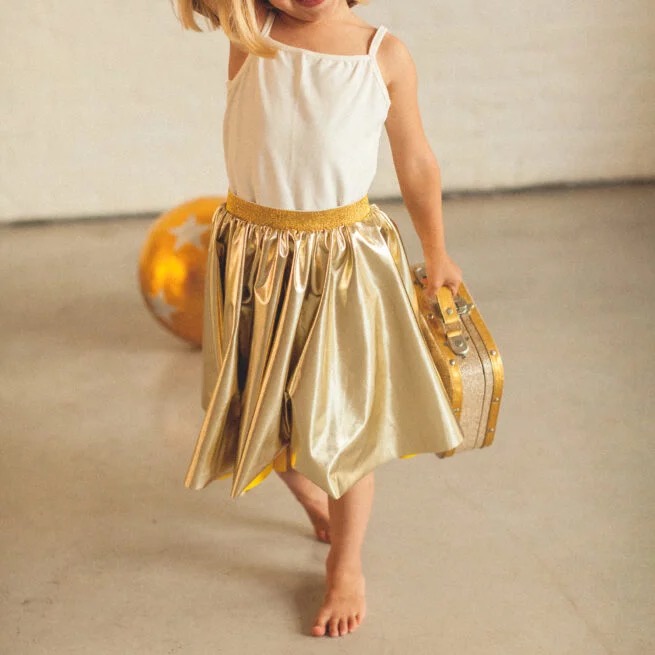 JUPE QUI TOURNE OR DEGUISEMENT ENFANT RATATAM