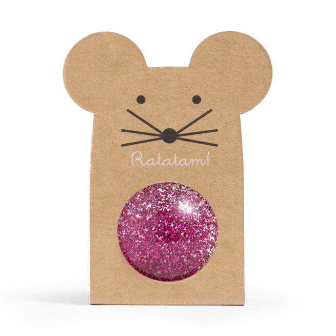 BALLE REBONDISSANTE SOURIS PAILLETTE ROSE BRS-041 RATATAM KIDS