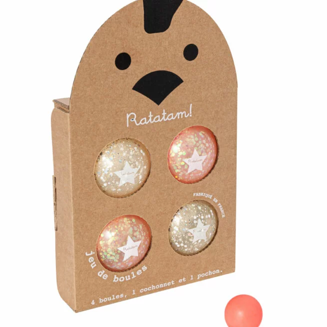 JEU DE BOULES BULLES ARGENT ET ROSE