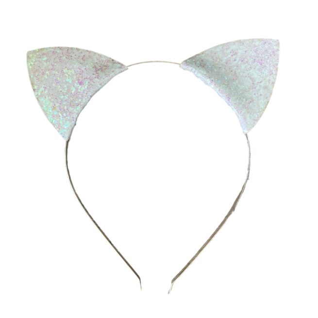 SERRE TETE AUX OREILLES DE CHATS PAILLETTES BLANC DEGUISEMENT POUR ENFANTS ST-048 RATATAM KIDS