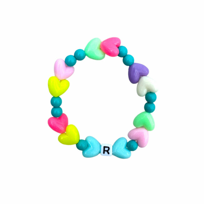 BRACELET EN PERLES BLEUES COEURS MULTICOLORES RATATAM KIDS BR-BLC01