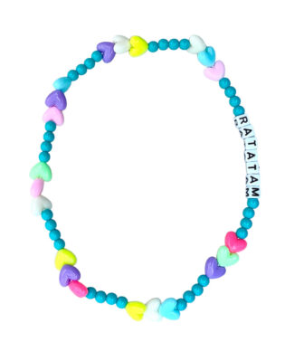 BLUE PEARL NECKLACE WITH MILTICOLORED HEART RATATAM KIDS CO-BLC02