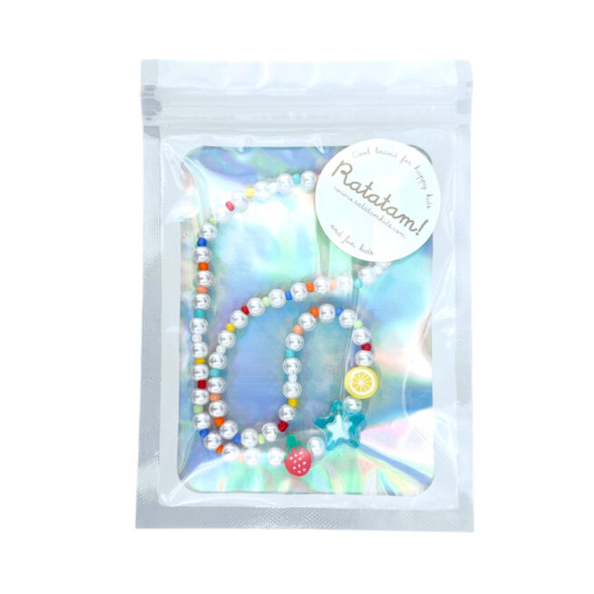 COLLIER ELASTIQUE EN PERLE MULTICOLORES ET FRUITS CO-FRU02 RATATAM KIDS