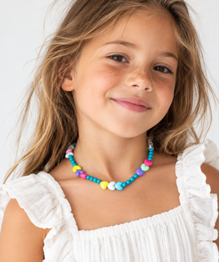 COLLIER LASTIQUE BLEU COEUR RATATAM FEMME ENFANT BIJOUX