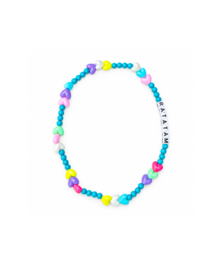 COLLIER LASTIQUE BLEU COEUR RATATAM FEMME ENFANT BIJOUX 