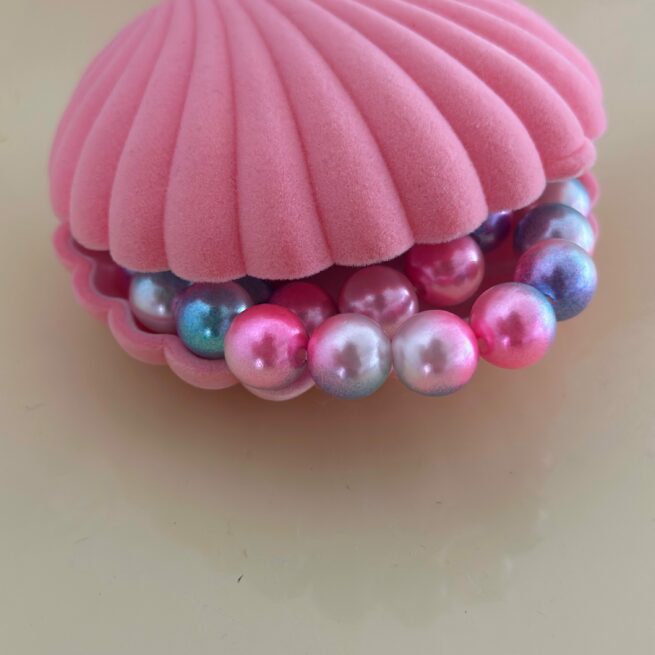 SHELL SET PINK BEADS