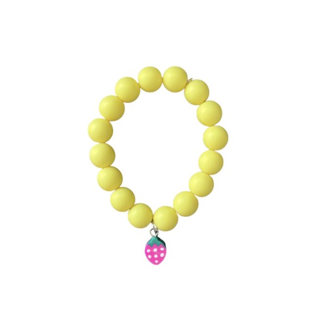 BRACELET ELASTIQUE PERLE JAUNE AVEC PASTEQUE RATATAM KIDS BP-Y004S