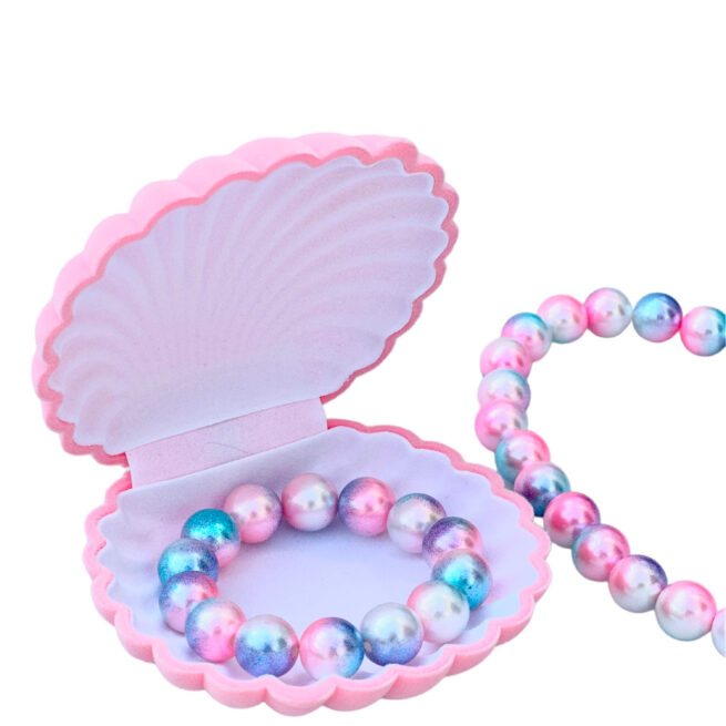 SET SHELL BRACELET AND NECKLACE PINK PEARL RATATAM KIDS SP-M004C