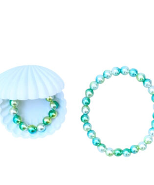 RATATAM KIDS SP-M005C SHELL SET WITH NECKLACE AND GREEN PEARL BRACELET