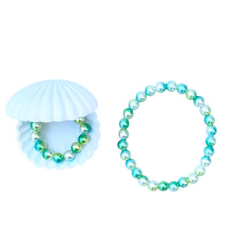 RATATAM KIDS SP-M005C SHELL SET WITH NECKLACE AND GREEN PEARL BRACELET
