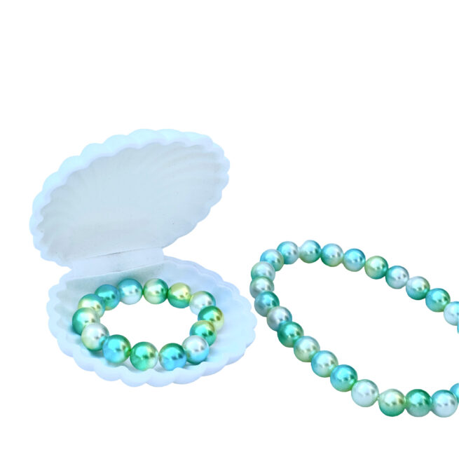 RATATAM KIDS SP-M005C SHELL SET WITH NECKLACE AND GREEN PEARL BRACELET