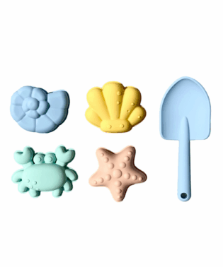 Ensemble jeux de plage multicolore pour enfants en silicone, pelle et moules ! SDP-001