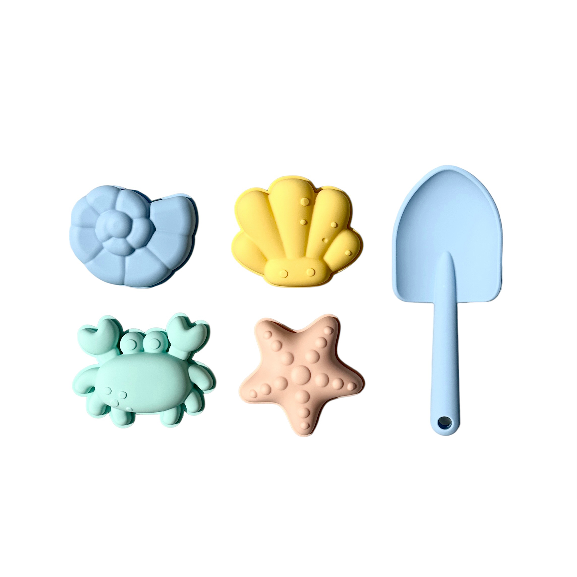 ENSEMBLE JEUX DE PLAGE RATATAM Ensemble jeux de plage multicolore pour enfants en silicone, pelle et moules ! SDP-001