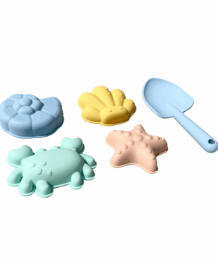 Ensemble jeux de plage multicolore pour enfants en silicone, pelle et moules ! SDP-001