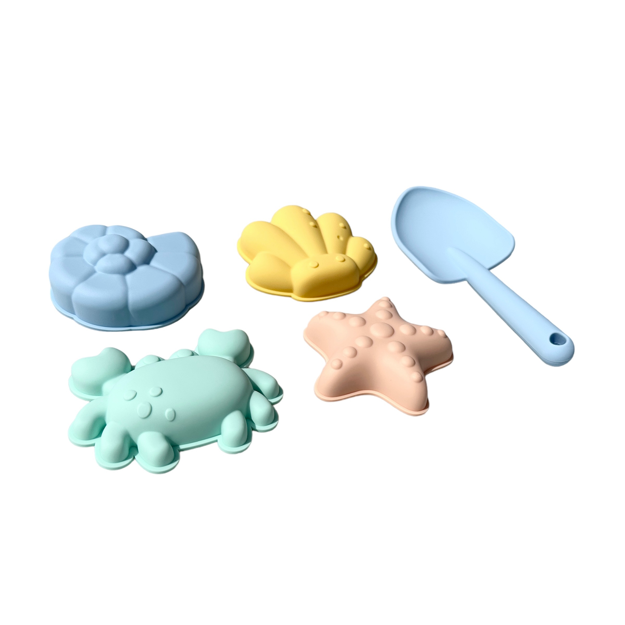 JEUX DE PLAGE ENSEMBLE RATATAM Ensemble jeux de plage multicolore pour enfants en silicone, pelle et moules ! SDP-001