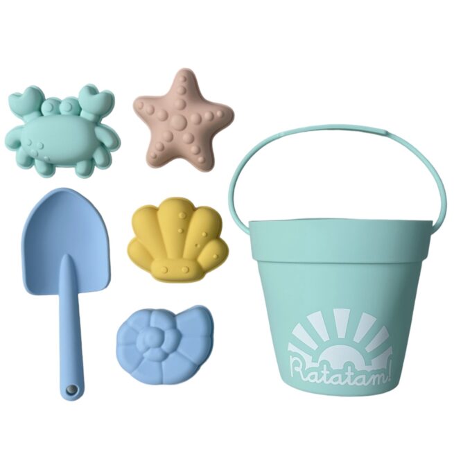 GREEN BEACH SET WITH BUCKET MUSSEL SHOVEL