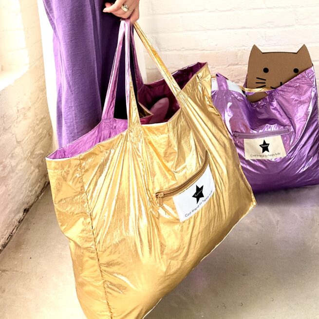 RATATAM KIDS LARGE GOLD AND PURPLE TOTE BAG FT-A027