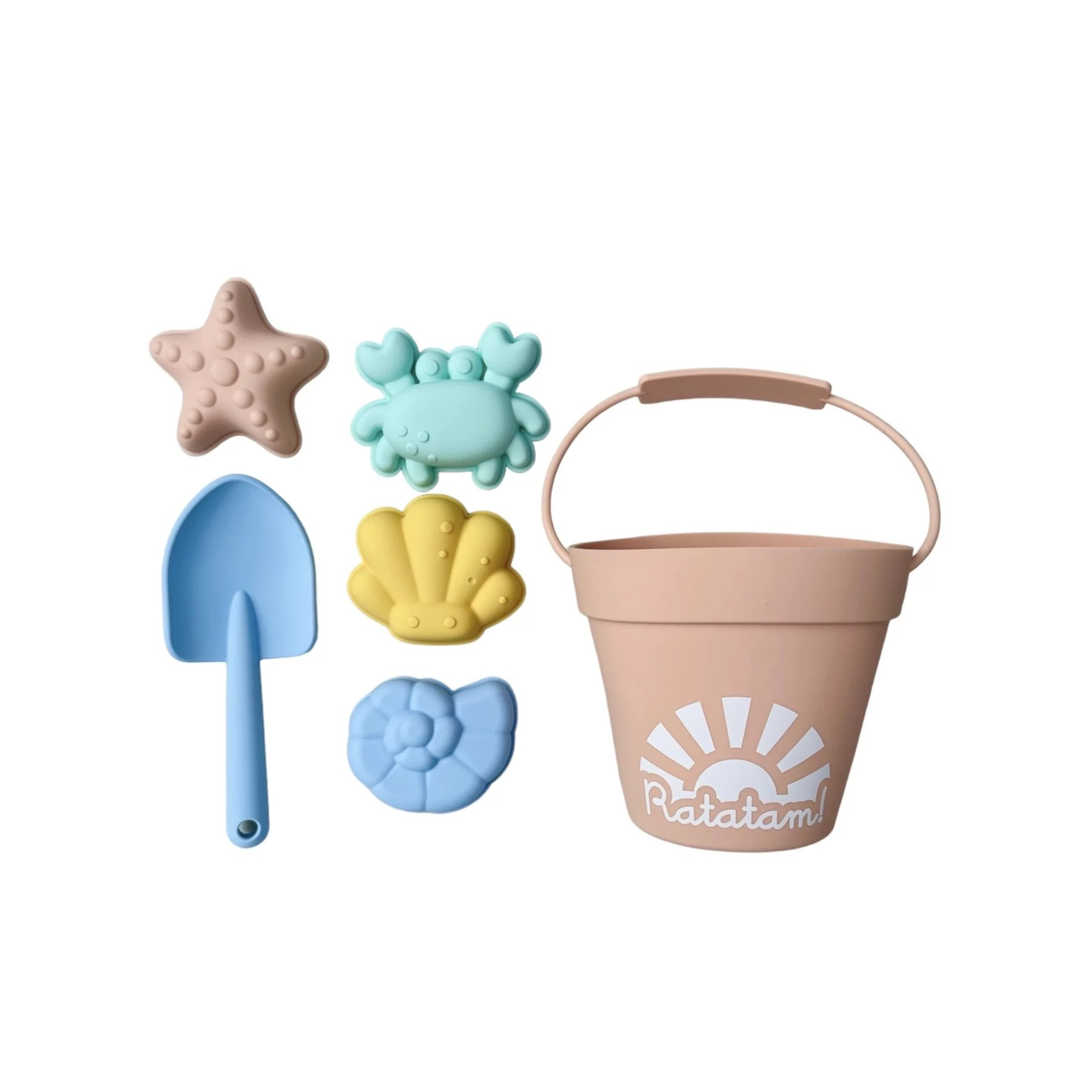 ENSEMBLE JEUX DE PLAGE ROSE AVCE SEAU PELLE ET MOULES