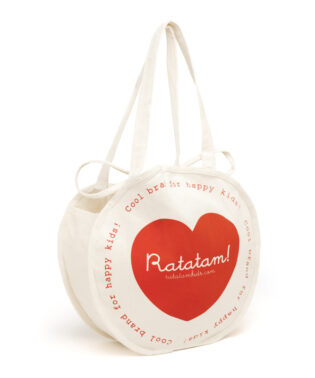 TOTEBAG EN COTON BEIGE AVEC DESSIN COEUR ROUGE RATATAM KIDS TB-A032