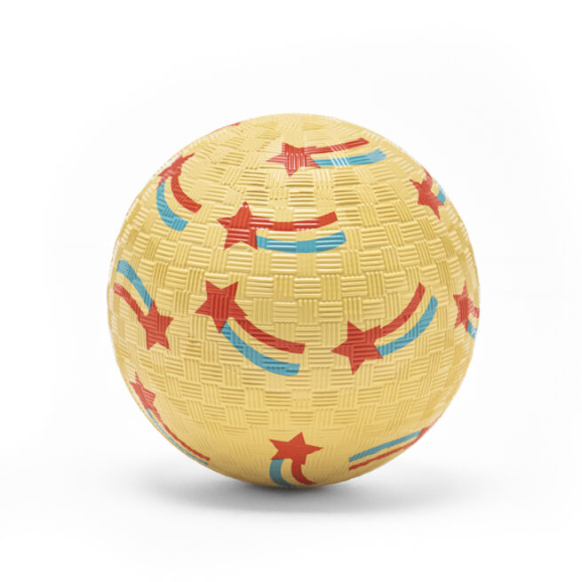 BALLON A MOTIF 12 CM BALLON JAUNE AVEC ETOILES FILANTES MULTICOLORES RATATAM KIDS BLSHT005