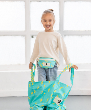 GRAND CABAS COTON ECLAIRS VERT BLEU EN COTON RATATAM SAC MAMAN ADO TOTE BAG