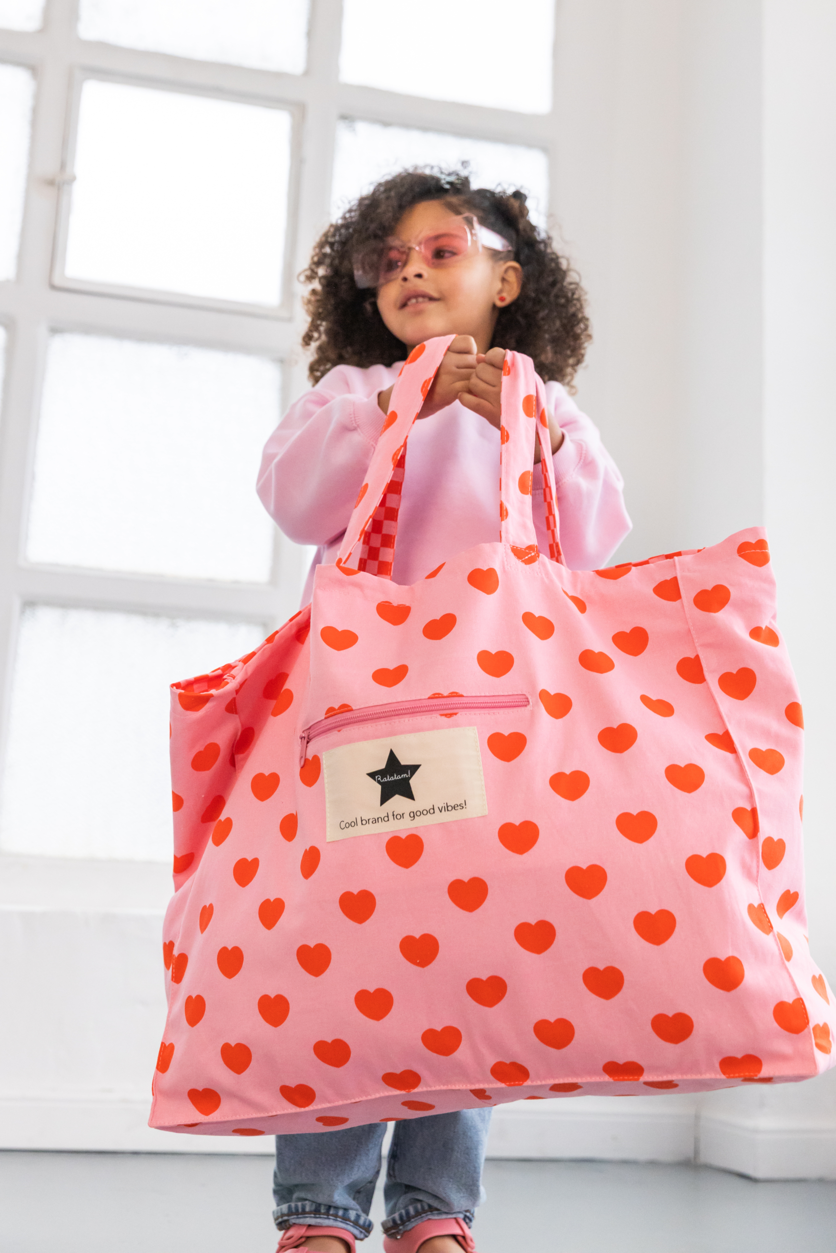 GRAND CABAS COEURS ROSE RATATAM