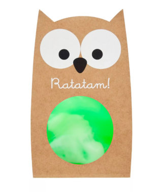 BALLE REBONDISSANTE HIBOU MARBRE VERT 57 MM JOUET POUR ENFANT RATATAM