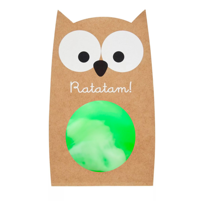 BALLE REBONDISSANTE HIBOU MARBRE VERT 57 MM JOUET POUR ENFANT RATATAM