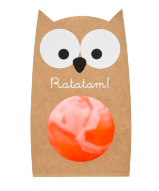 BALLE REBONDISSANTE 57 MM MARBRE ORANGE HIBOU RATATAM JOUETS ENFANT