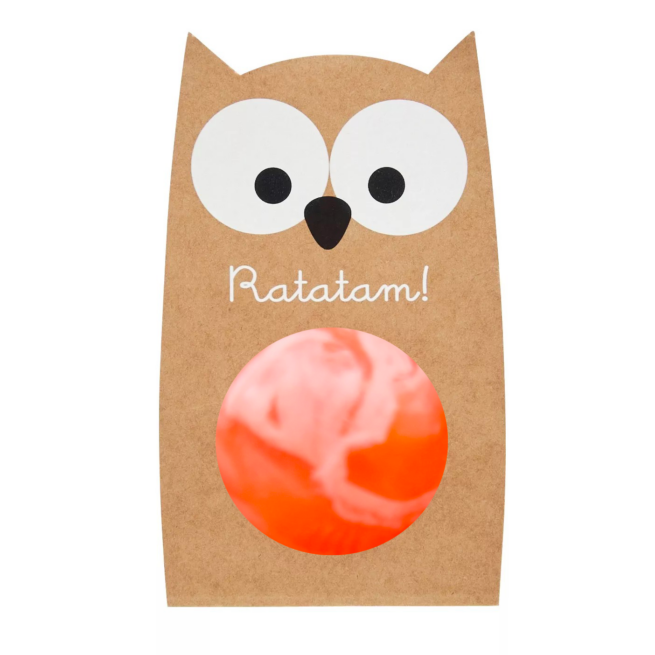 BALLE REBONDISSANTE 57 MM MARBRE ORANGE HIBOU RATATAM JOUETS ENFANT