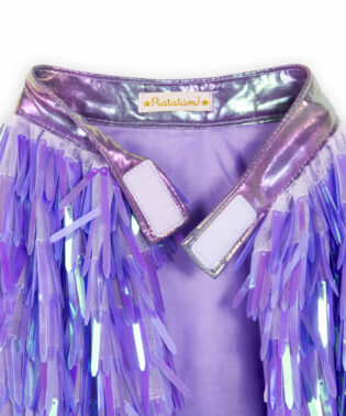 CAPE HOLOGRAPHIQUE A FRANGE VIOLETTE POUR ENFANTS CH-D020