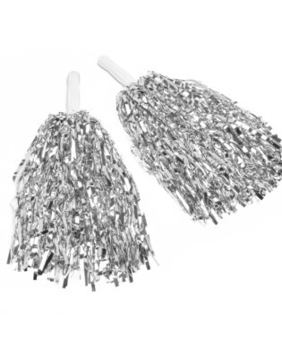 SET 2 POMPONS MAJORETTE ARGENT POUR ENFANTS RATATAM KIDS