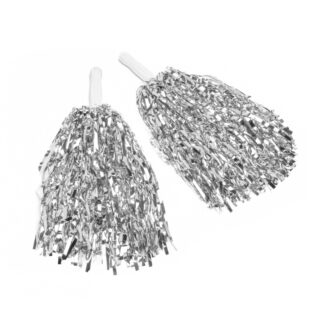 SET 2 POMPONS MAJORETTE ARGENT POUR ENFANTS RATATAM KIDS