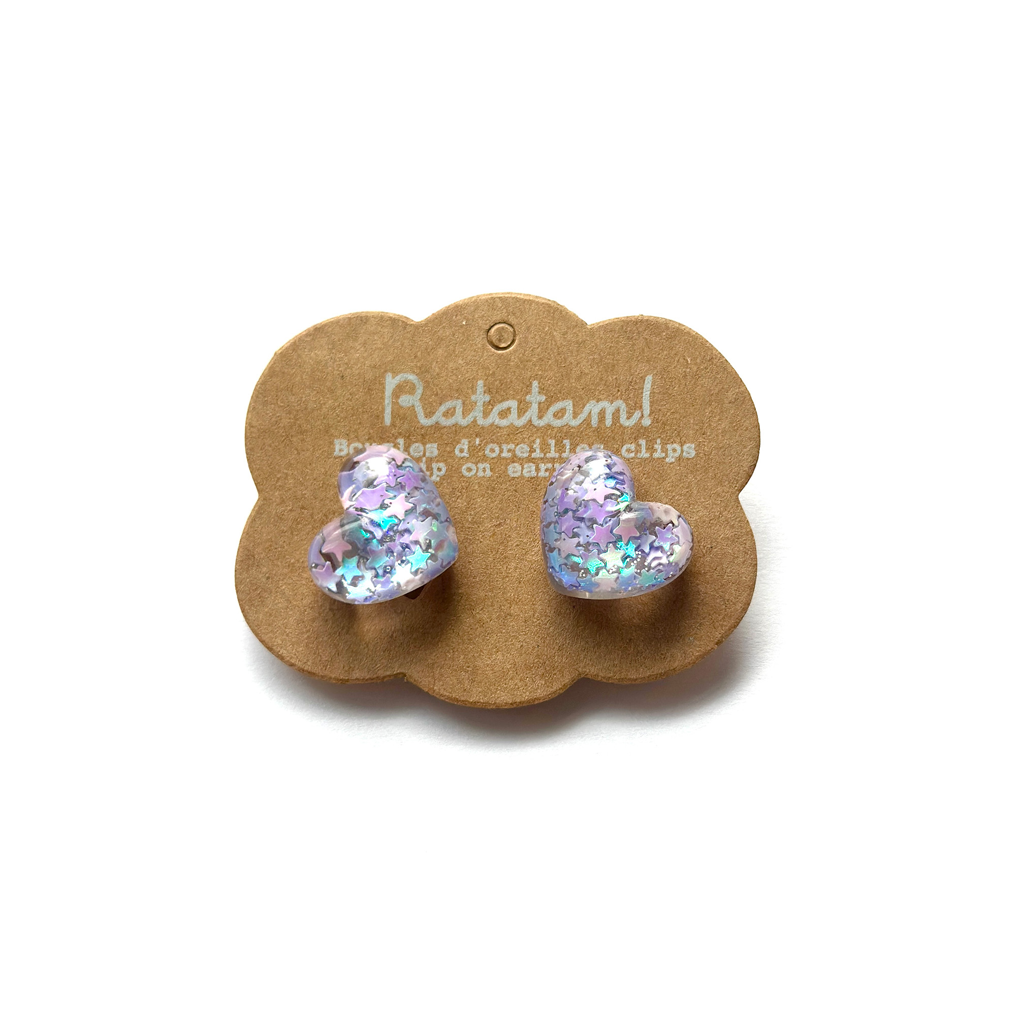 EA-00018-PP BOUCLES D'OREILLES A CLIPSER COEUR VIOLET RATATAM ENFANT