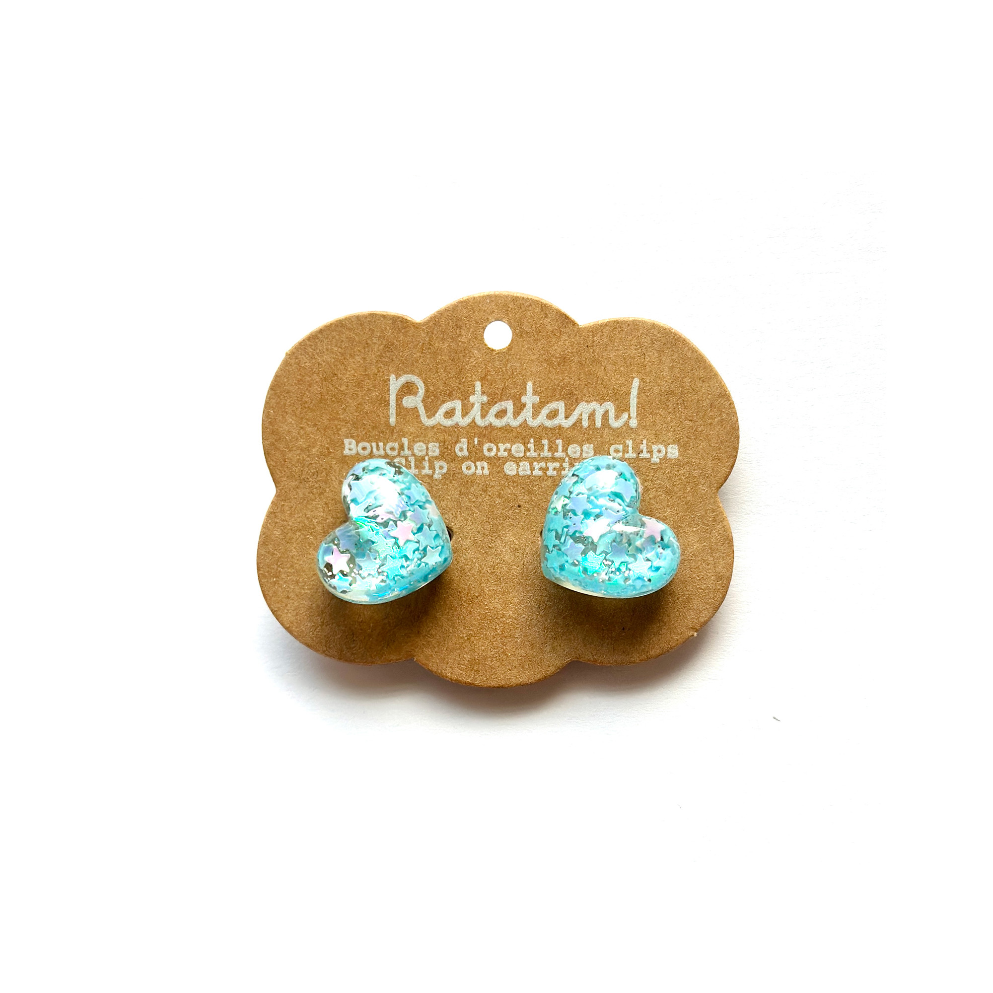 EA-00018-BL BOUCLES D'OREILLES A CLIPSER COEUR BLEU RATATAM ENFANT