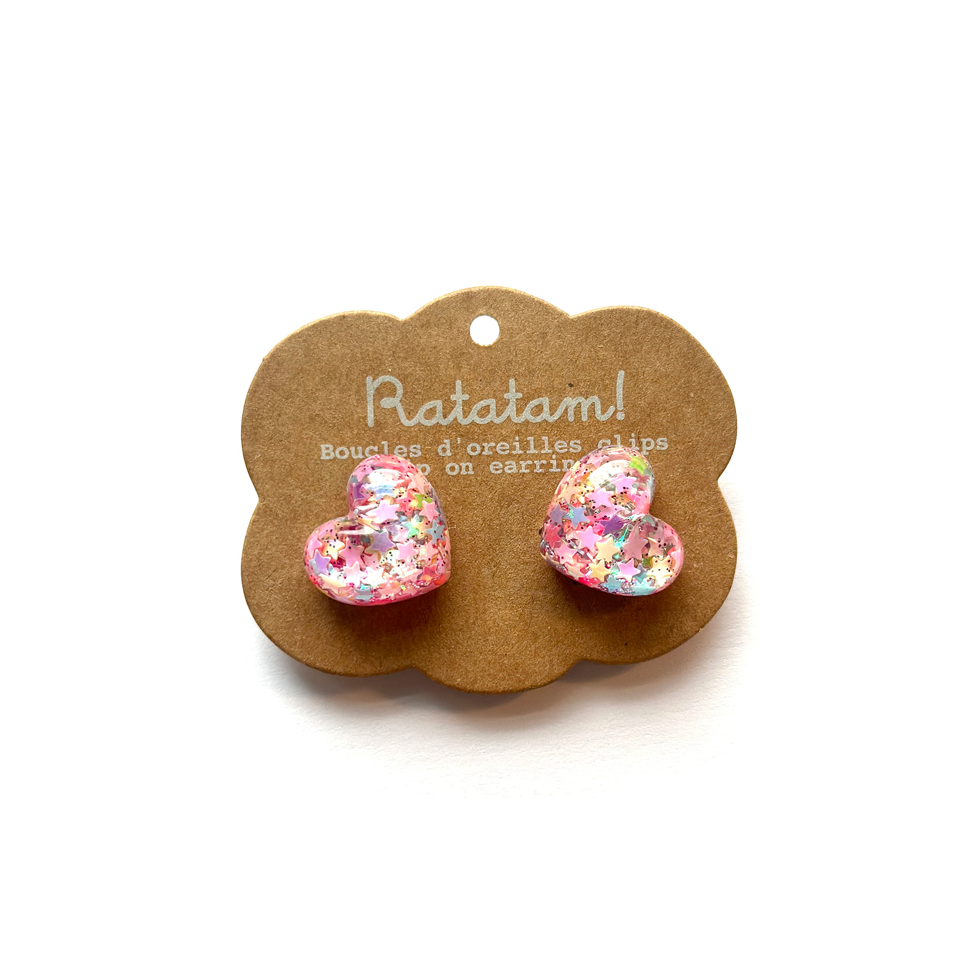 EA-00018-PK BOUCLES D'OREILLES A CLIPSER COEUR ROSE RATATAM ENFANT