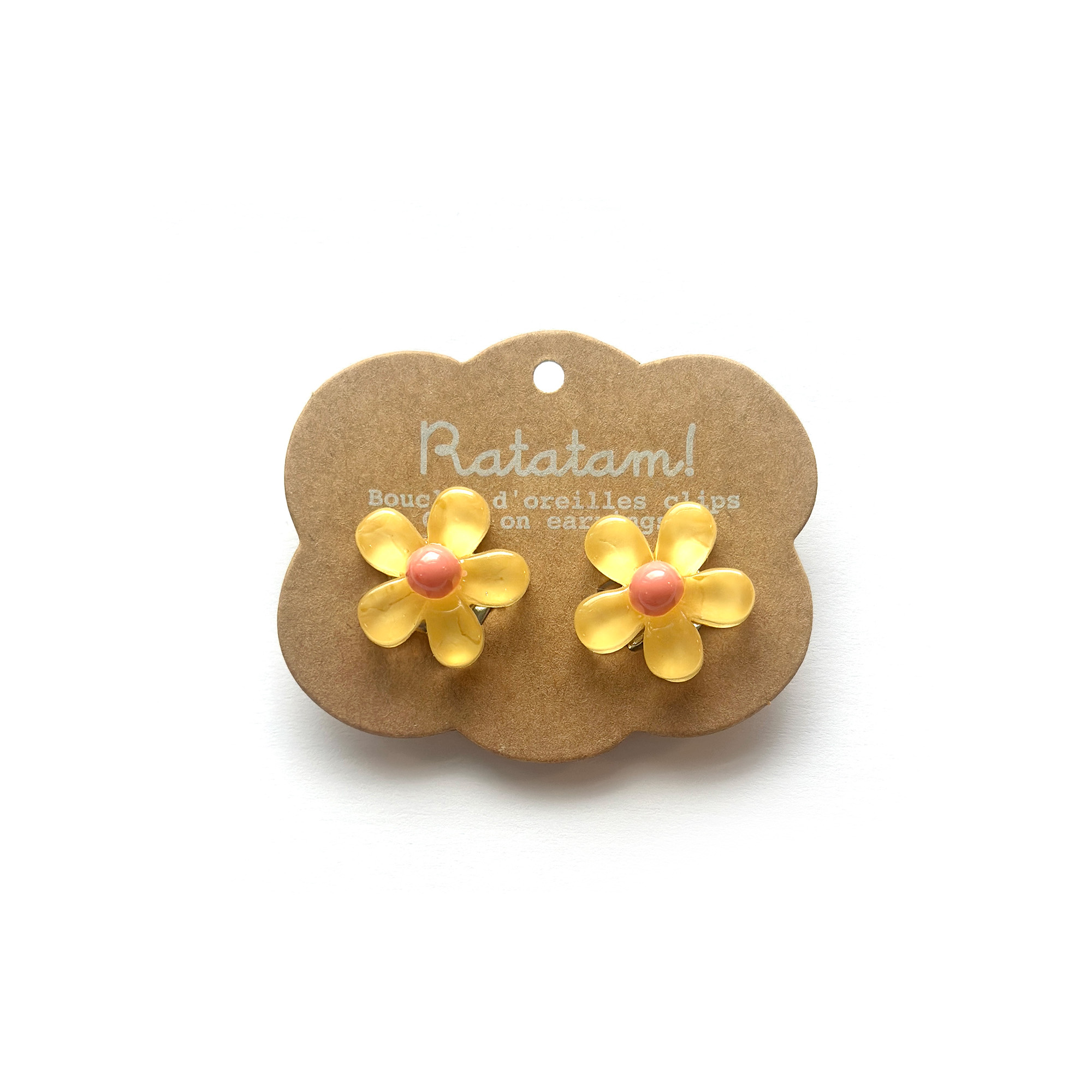 EA-00031-YL BOUCLE D'OREILLE CLIP ENFANT FLEURS JAUNE RATATAM