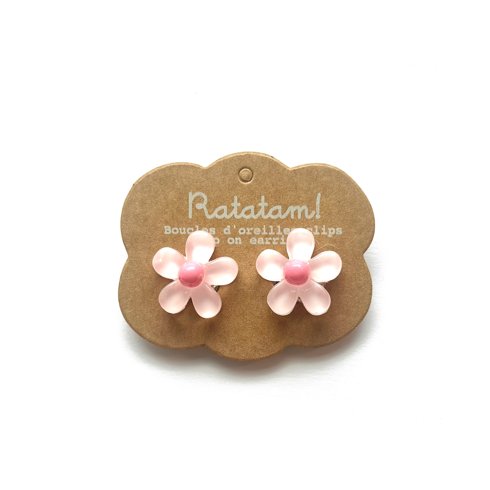 EA-00031-PK BOUCLES D'OREILLES FLEURS ROSE ENFANT A CLIPSER RATATAM