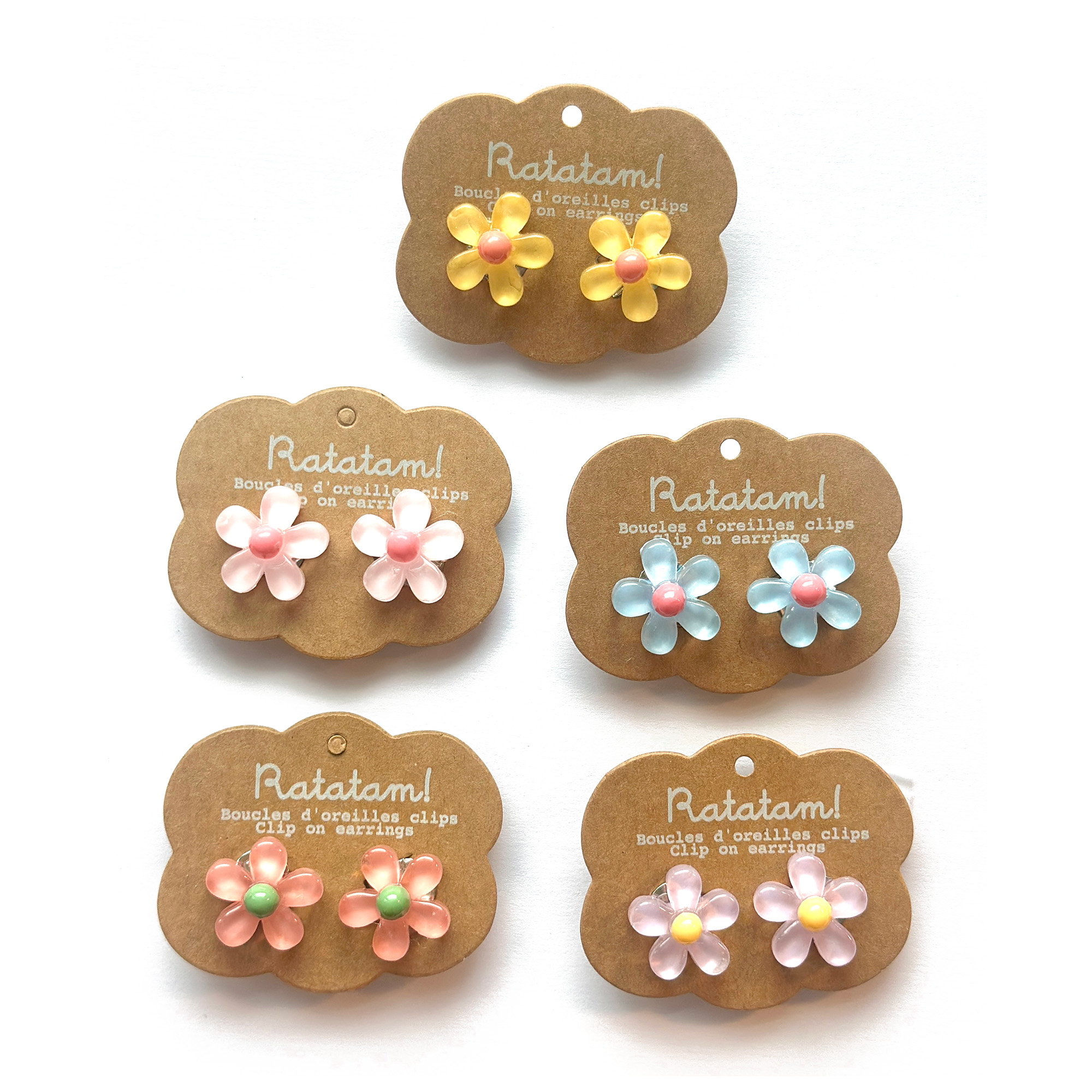 PACK 5 PAIRES DE BOUCLES D'OREILLES FLEURS EA-00031
