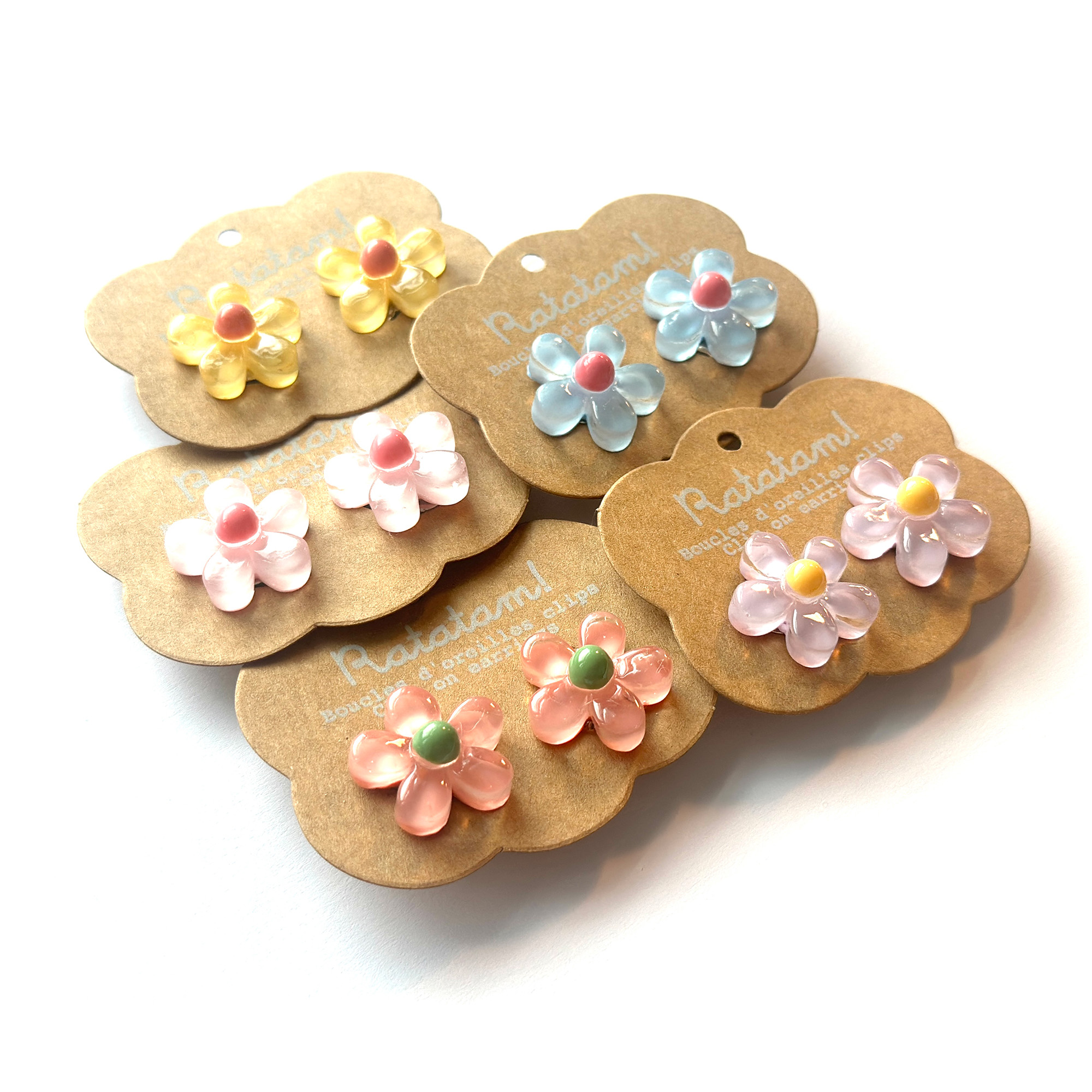 PACK 5 PAIRES DE BOUCLES D'OREILLES CLIP FLEURS EA-00031