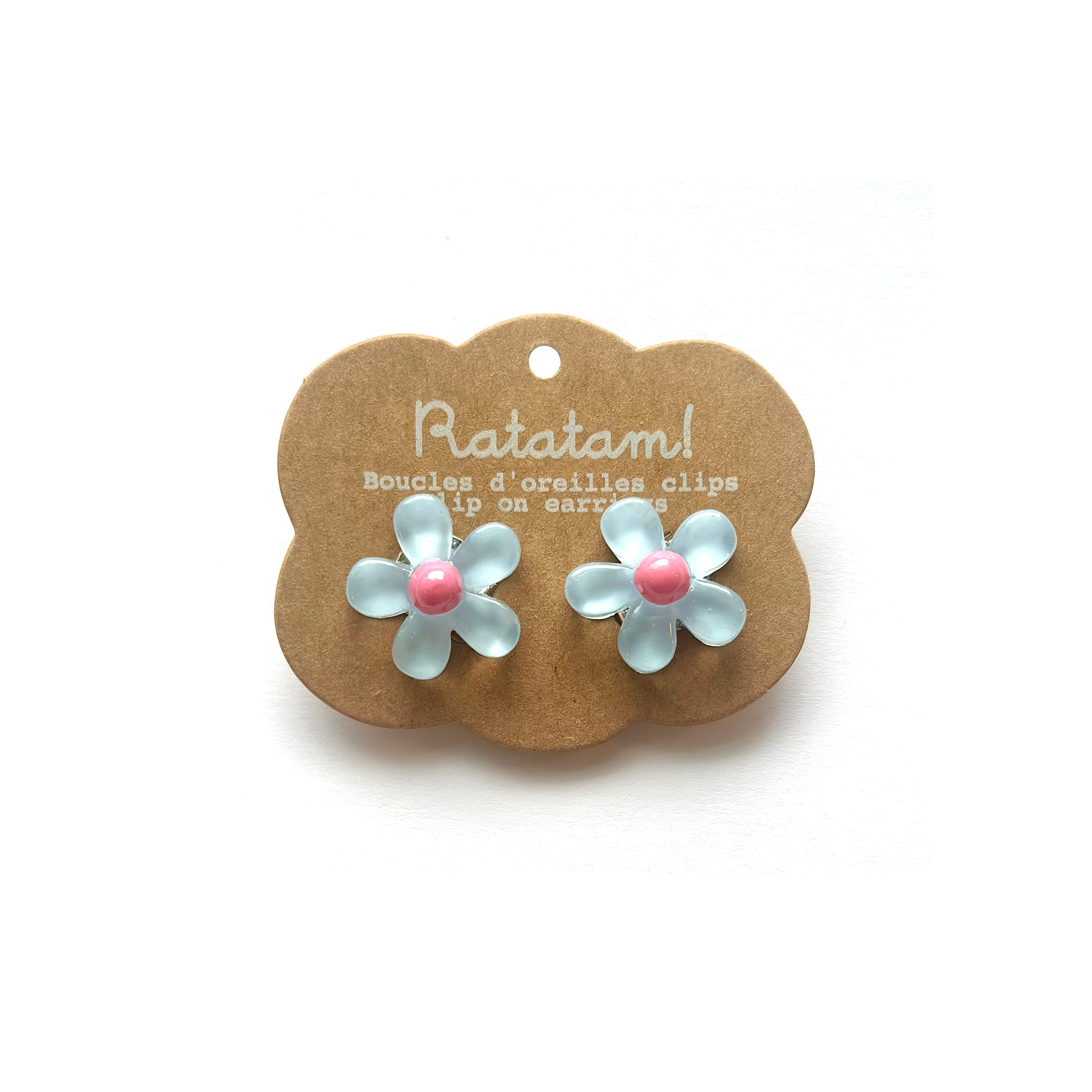 EA-00031-BL BOUCLES D'OREILLES BLEUES CLIPS RATATAM ENFANT