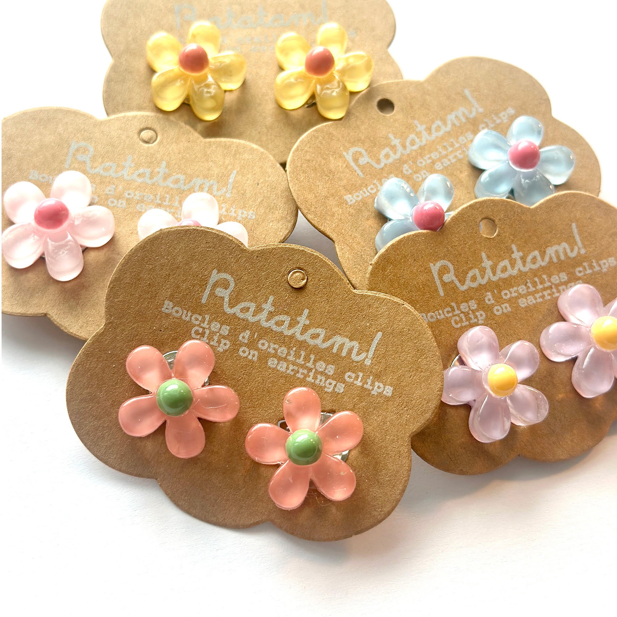 PACK 5 PAIRES DE BOUCLES D'OREILLES CLIP FLEURS EA-00031