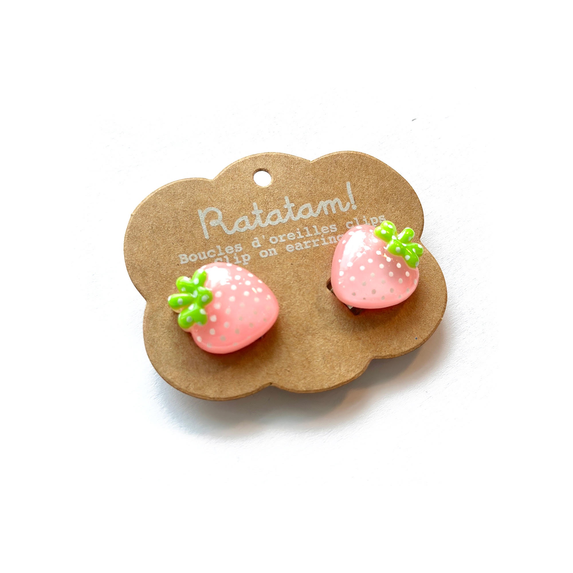 EA-00042-SP BOUCLES D'OREILLES CLIPS FRAISE ROSE ENFANT RATATAM
