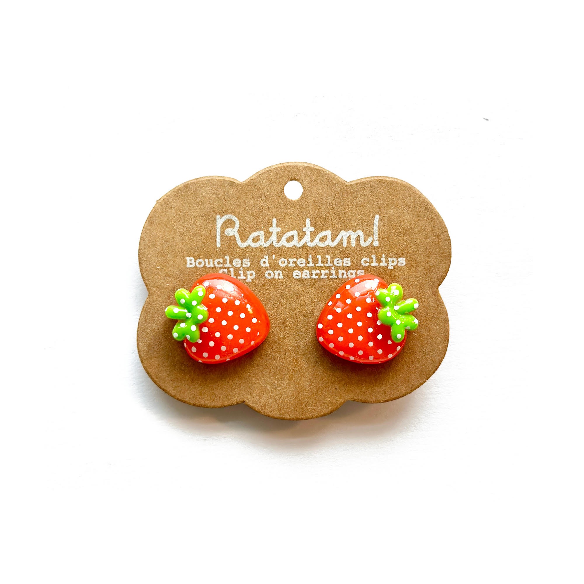 EA-00042-SP BOUCLES D'OREILLES CLIPS FRAISE ROSE ENFANT RATATAM
