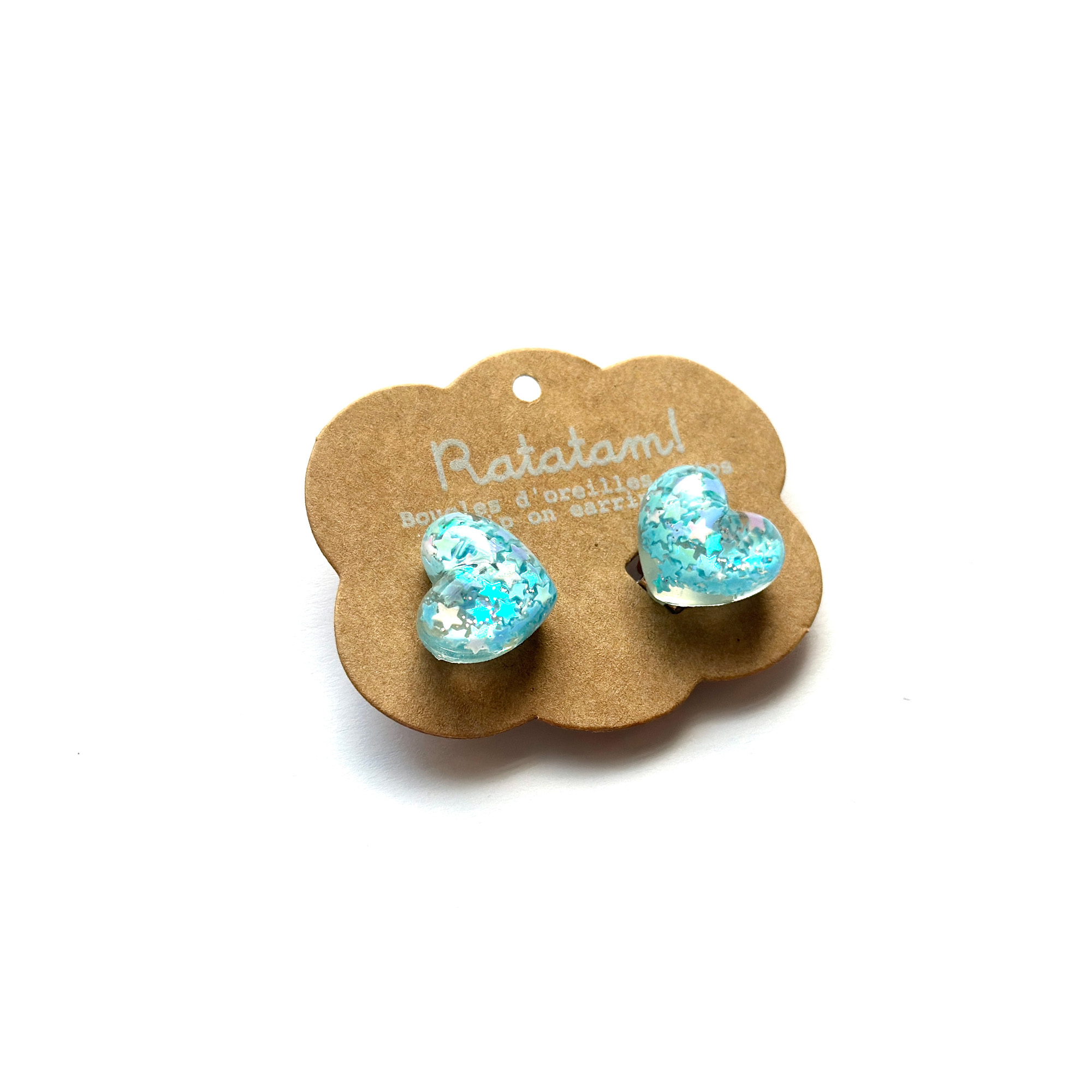 EA-00018-BL BOUCLES D'OREILLES A CLIPSER COEUR BLEU RATATAM ENFANT