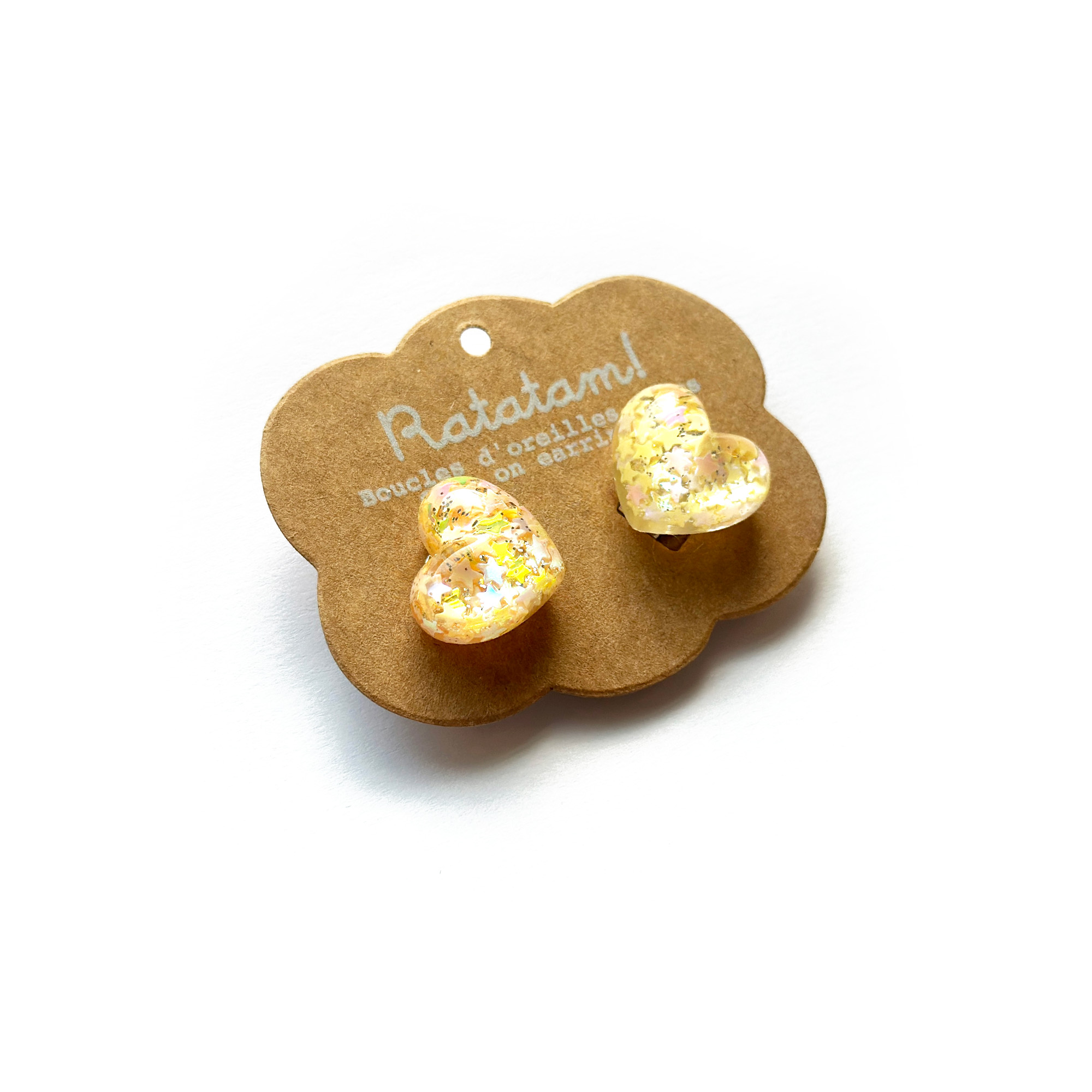 EA-00018-YL BOUCLES D'OREILLES A CLIPSER COEUR JAUNE RATATAM ENFANT