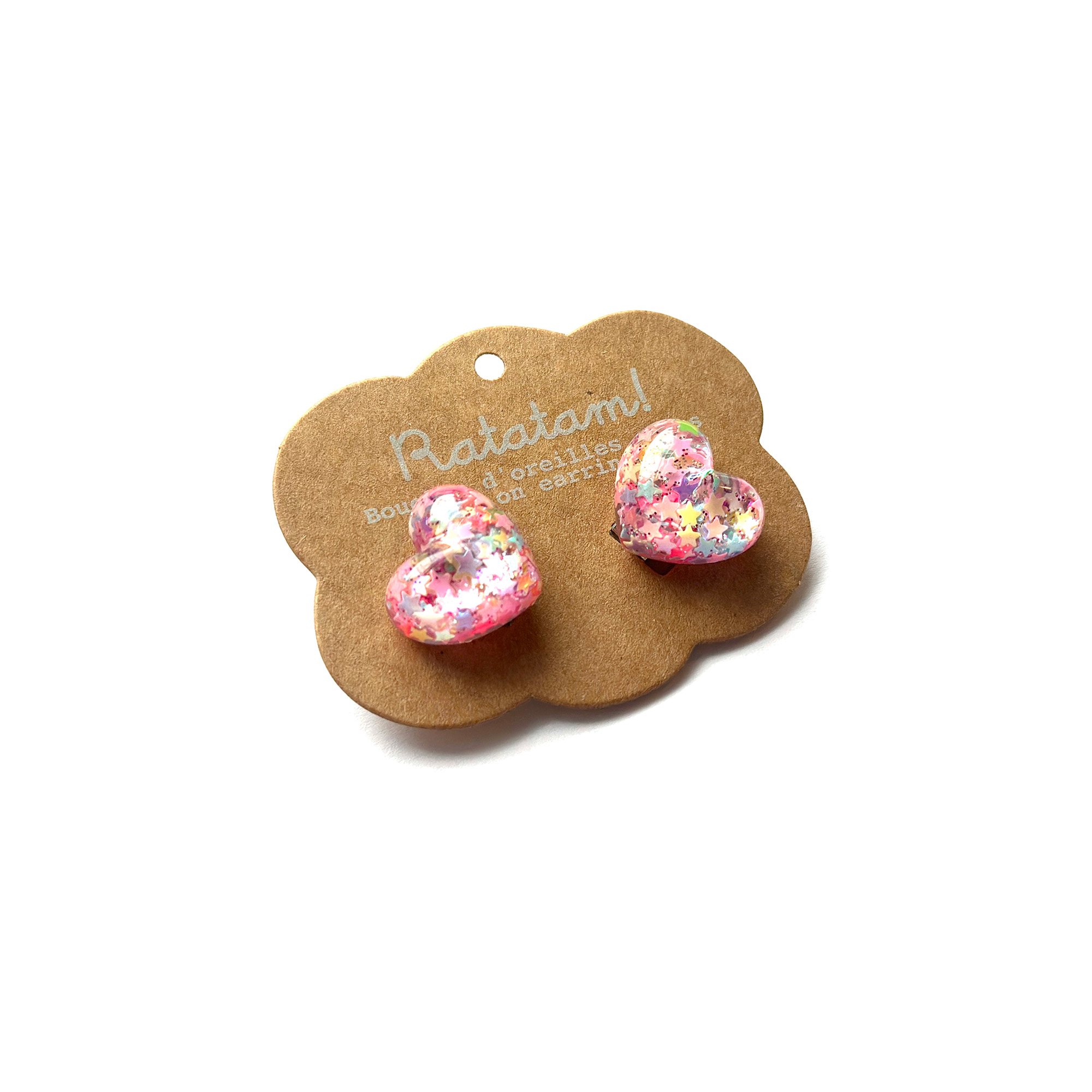 EA-00018-PK BOUCLES D'OREILLES A CLIPSER COEUR ROSE RATATAM ENFANT
