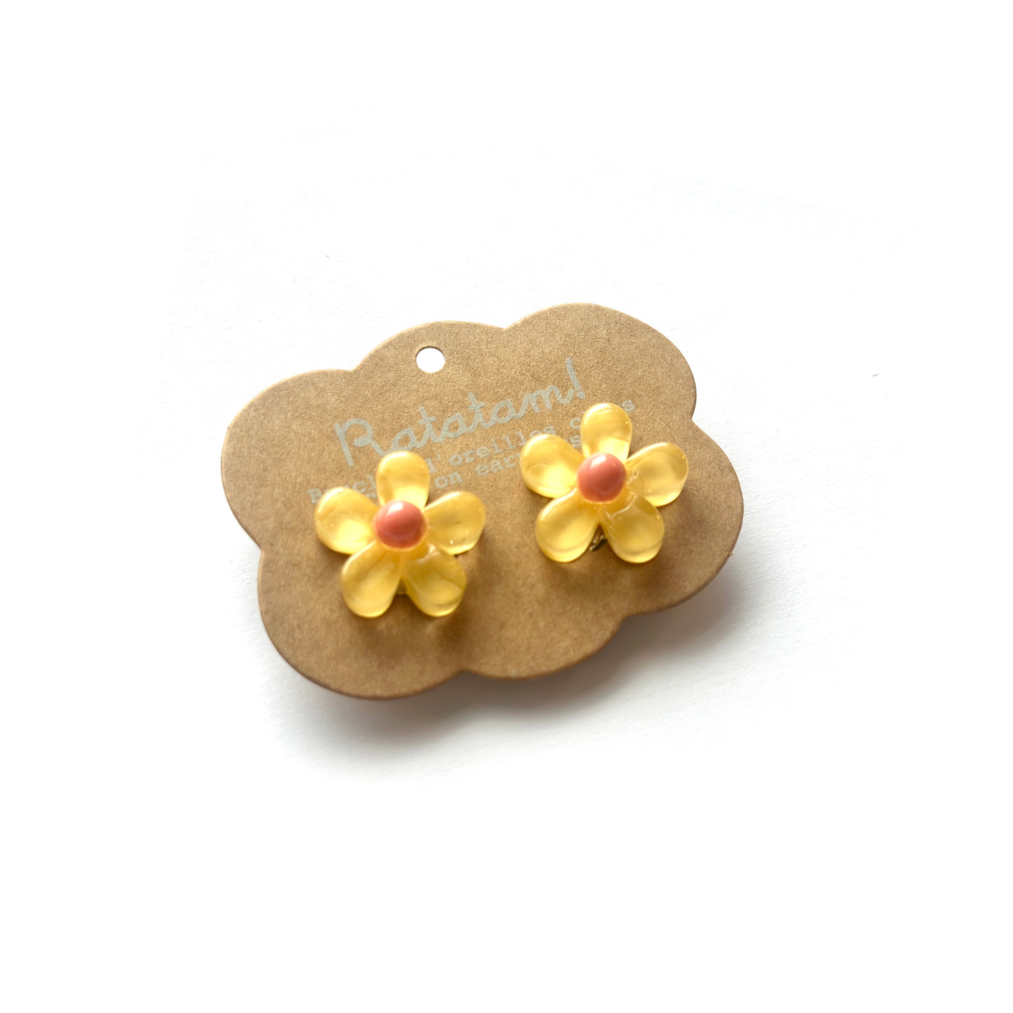 EA-00031-YL BOUCLE D'OREILLE CLIP ENFANT FLEURS JAUNE RATATAM